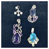 .925 Sterling Silver & Stone Pendants