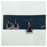.925 Sterling Silver Earrings & Pendant