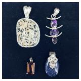 .925 Sterling Silver & Stone Pendants