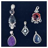 .925 Sterling Silver & Stone Pendants