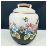 Hand-Painted Asian Stoneware Rice Pot