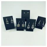 5 Pair .925 Sterling Silver Earrings