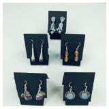 5 Pair .925 Sterling Silver Earrings