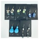 5 Pair .925 Sterling Silver Earrings