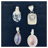 .925 Sterling Silver & Stone Pendants