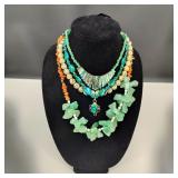 4 Necklaces Natural Stone & Beaded
