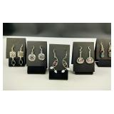 5 Pair .925 Sterling Silver & Stone Earrings