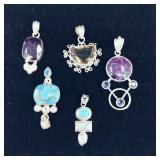 .925 Sterling Silver & Stone Pendants