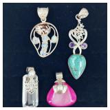 .925 Sterling Silver & Stone Pendants