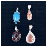 .925 Sterling Silver & Stone Pendants