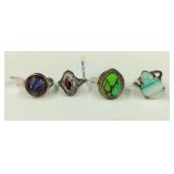 4 .925 Sterling Silver Rings Size 7 - 7.75