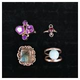 4 .925 Sterling Silver & Stone Rings
