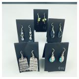 5 Pair Sterling Silver & Stone Earrings