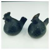 Vintage Set of Bronze Rooster Decor Figurines