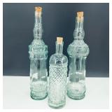 Decorative Vintage Green Tinted Glass Decanters