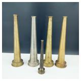 Vintage Brass & Pewter Fire Hose Nozzles