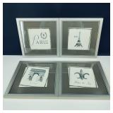 4 Framed Paris Themed Wall Prints from 2001