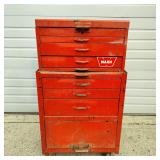 Vintage Two-Piece WARN Metal Tool Chest on Wheels