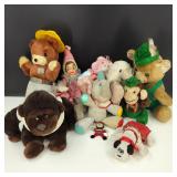 Vintage Stuffed Animals and Porcelain Doll