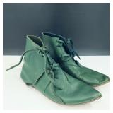 Handmade Medieval Cosplay Green Leather Boots