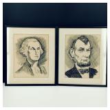 Original Abraham Lincoln & George Washington Art