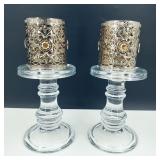 Crystal Pedestal & Ornate Candle Holders