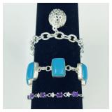 3 Silver & Stone Bracelets