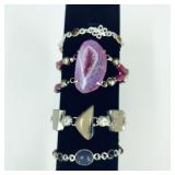 4 Silver & Stone Bracelets
