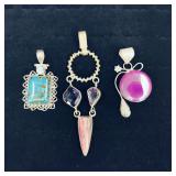 Sterling Silver .925 & Stone Pendants