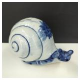 Vtg Hand Painted Chinese Porcelain Snail Coin Bank