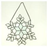 Vtg Handmade Beveled Glass Snowflake Suncatcher