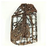 Vtg Batik Copper Lady & Rooster Stamp "tjap/cap"