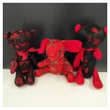 Vintage Hand Sewn Satin Fabrice Bears