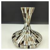Vtg Mosaic Glass Vase-Flared Base & Tapered Neck