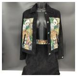 Vintage 2pc Suede Skirt & Jacket w/ Satin Lining