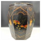 Antique Hand Panted Chinese Lacquered Rice Barrel