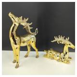 Set of 2 Gold & Glitter Reindeer Figures