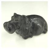 Vintage Hand Carved Soapstone Hippo Sculpture