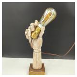 Vintage Wooden Hand Lamp w/ Articulated Fingers