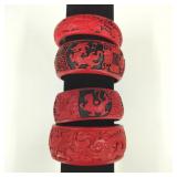 Vintage Carved Resin Asian Bangle Bracelets