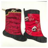 Satin Asian Embroidered Christmas Stockings