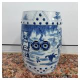 Vtg Blue & White Porcelain Chinese Garden Stool