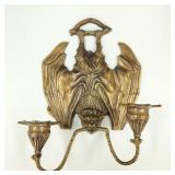 Vintage Bronze Double Candlestick Bat Wall Sconce