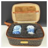 Portable Chinese Tea Set in Leather Case