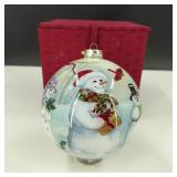 Large Hand Painted Glass Snowman Ornament