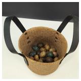 Basket of Vintage Marble/Stone Decorative Eggs