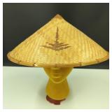 Vintage-Authentic Woven Conical Hat from Asia