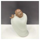 VTG Porcelain Laughing Buddha Statue w/ Signature