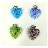 Vintage Murano Glass Heart Pendants
