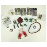 Assortment of Vintage Jewelry Brooches Earrings